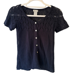 Joe Fresh Blue Fitted Short Sleeve Cardigan